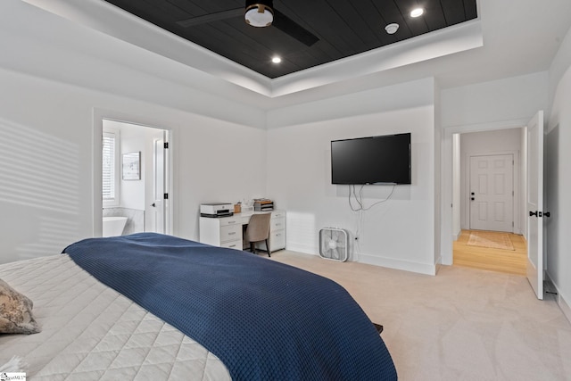 12 Beech Creek Ct, Greer, SC 29651 - bedroom featuring a raised ceiling, light carpet, and a desk