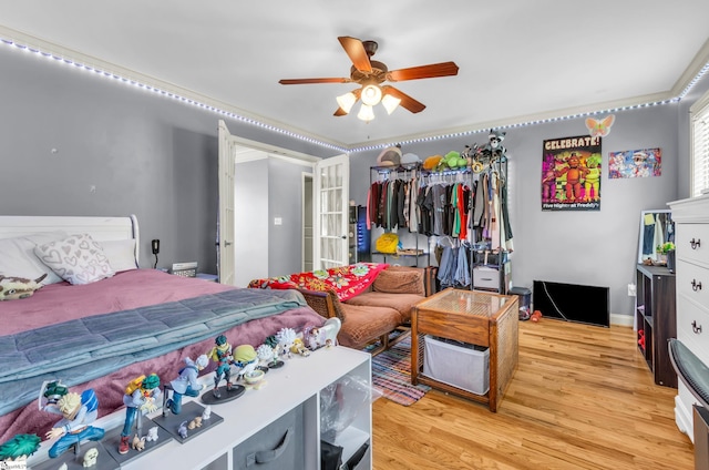 911 Devenger Rd, Greer, SC 29650 - bedroom featuring light wood finished floors, ceiling fan, and french doors