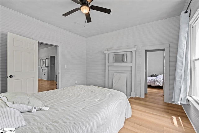 313 S Georgia Ave, Chesnee, SC 29323 - bedroom with light wood finished floors and ceiling fan