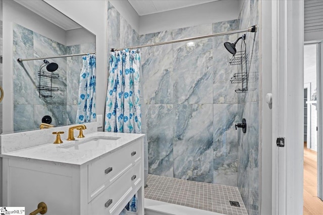 313 S Georgia Ave, Chesnee, SC 29323 - bathroom with a stall shower and vanity