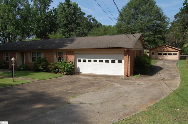 16 Heathwood Cir, Taylors, SC 29687 - single story home with brick siding, a front lawn, driveway, and a chimney
