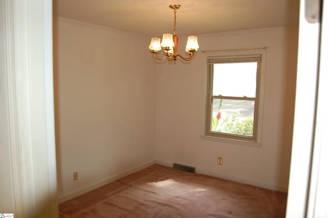 16 Heathwood Cir, Taylors, SC 29687 - spare room featuring healthy amount of natural light, a chandelier, ornamental molding, and light carpet