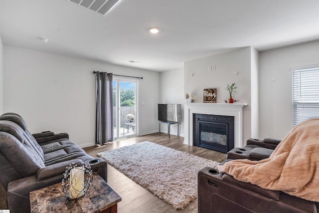 1808 Bridle Ln, Roebuck, SC 29376 - living area with wood finished floors and a glass covered fireplace