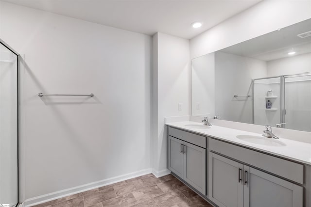 1808 Bridle Ln, Roebuck, SC 29376 - full bath with a shower stall, double vanity, and recessed lighting