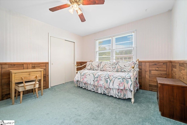 200 Camille St, Easley, SC 29642 - bedroom featuring wallpapered walls, carpet, and ceiling fan