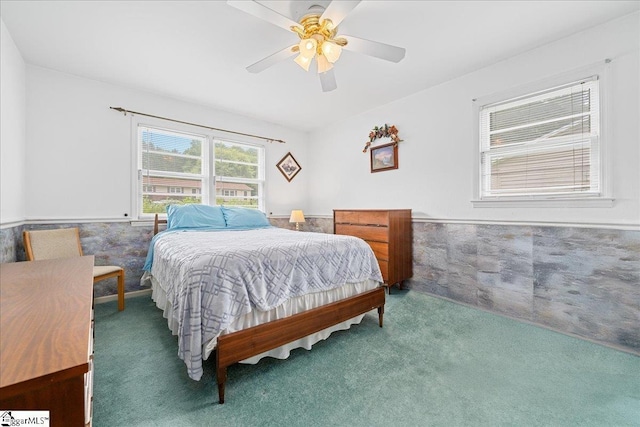 200 Camille St, Easley, SC 29642 - bedroom featuring carpet flooring, wainscoting, and a ceiling fan