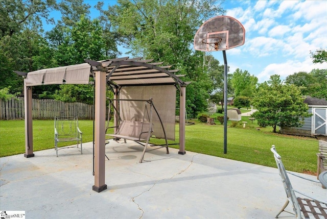 200 Camille St, Easley, SC 29642 - view of patio featuring a pergola and a storage shed