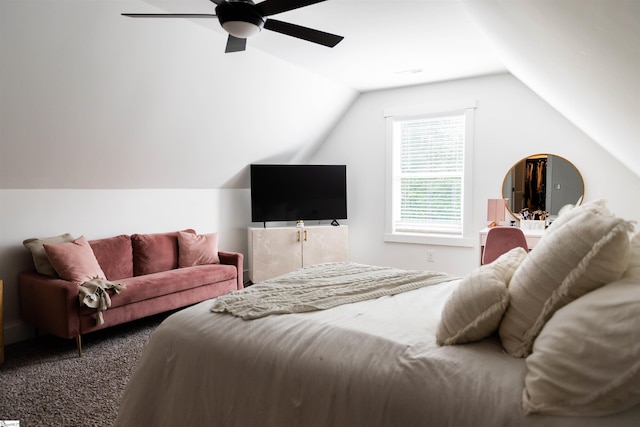 140 Holmes Dr, Spartanburg, SC 29303 - carpeted bedroom featuring lofted ceiling and a ceiling fan