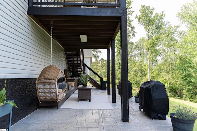 140 Holmes Dr, Spartanburg, SC 29303 - view of patio / terrace featuring stairway, grilling area, and outdoor lounge area