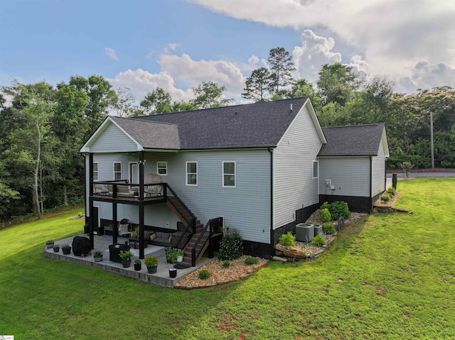 140 Holmes Dr, Spartanburg, SC 29303 - rear view of house featuring stairway, a patio area, a wooden deck, and a yard