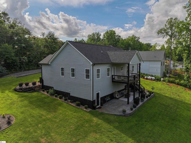 140 Holmes Dr, Spartanburg, SC 29303 - back of property featuring a patio area, a yard, a deck, and roof with shingles