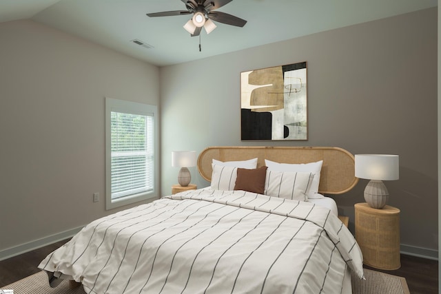 18003 Clermont Cir, Seneca, SC 29678 - bedroom featuring wood finished floors, a ceiling fan, and vaulted ceiling