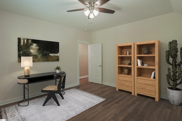 18003 Clermont Cir, Seneca, SC 29678 - home office with dark wood finished floors and ceiling fan