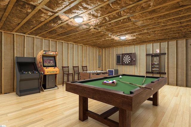 18003 Clermont Cir, Seneca, SC 29678 - playroom featuring pool table, hardwood / wood-style flooring, and electric panel