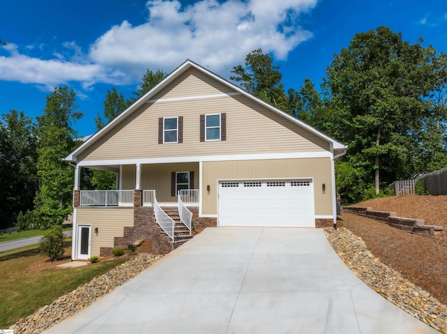 18003 Clermont Cir, Seneca, SC 29678 - view of front facade featuring a porch, concrete driveway, and stairway