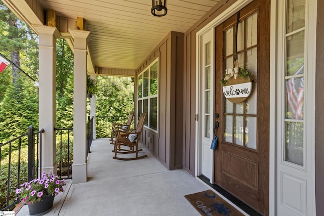 203 Piper Glen Ln, Inman, SC 29349 - property entrance with a porch and board and batten siding