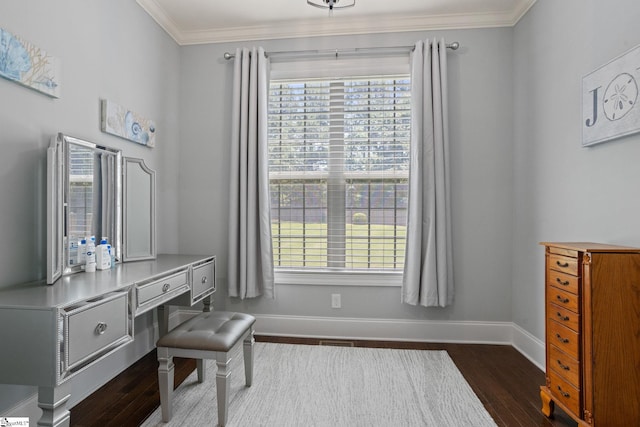 203 Piper Glen Ln, Inman, SC 29349 - home office featuring dark wood-type flooring, healthy amount of natural light, and ornamental molding