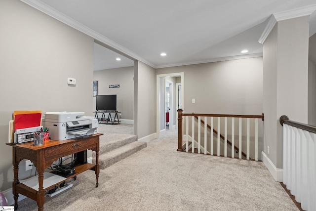 203 Piper Glen Ln, Inman, SC 29349 - carpeted office featuring ornamental molding and recessed lighting