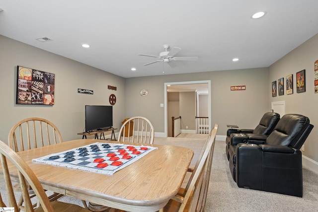 203 Piper Glen Ln, Inman, SC 29349 - dining space featuring a ceiling fan, recessed lighting, and light colored carpet