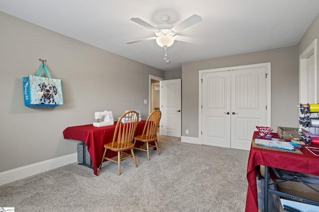 203 Piper Glen Ln, Inman, SC 29349 - carpeted dining space featuring baseboards and ceiling fan