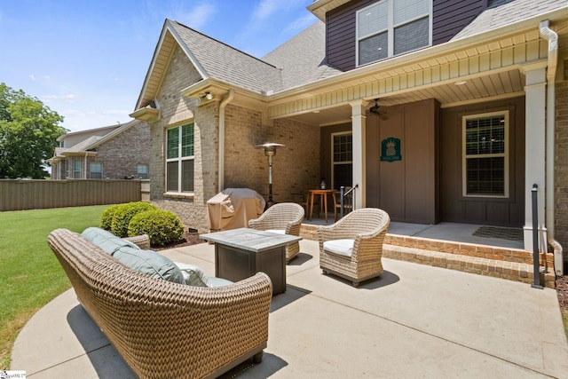 203 Piper Glen Ln, Inman, SC 29349 - view of patio / terrace featuring ceiling fan and grilling area