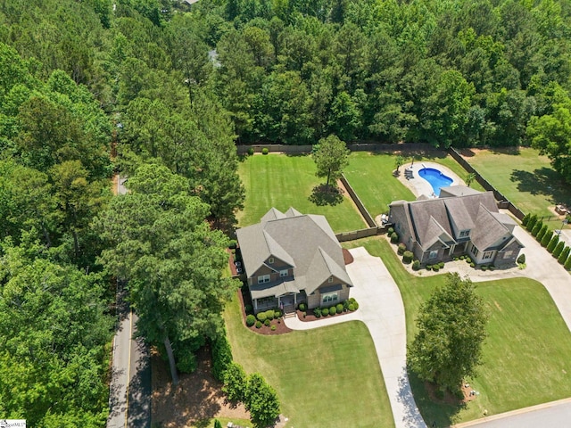 203 Piper Glen Ln, Inman, SC 29349 - aerial view of property and surrounding area with a forest and a pool area