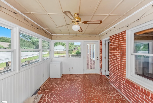106 Thackston St, Fountain Inn, SC 29644 - unfurnished sunroom with ceiling fan and healthy amount of natural light