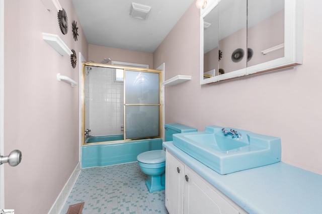 106 Thackston St, Fountain Inn, SC 29644 - full bathroom with vanity, shower / bath combination with glass door, and tile patterned floors