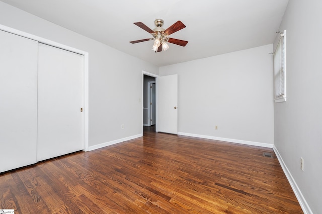 106 Thackston St, Fountain Inn, SC 29644 - unfurnished bedroom featuring wood finished floors, ceiling fan, and a closet