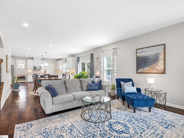 711 Hatwood Ct, Duncan, SC 29334 - living area with dark wood-style flooring and recessed lighting