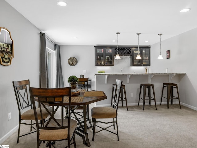 711 Hatwood Ct, Duncan, SC 29334 - dining room with wet bar, carpet flooring, and recessed lighting