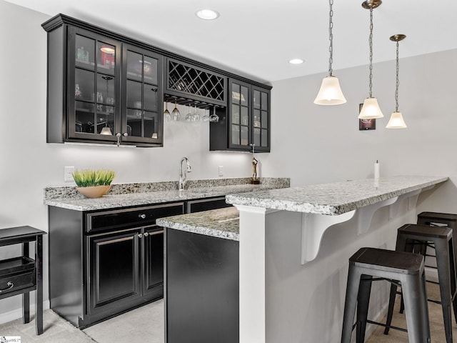 711 Hatwood Ct, Duncan, SC 29334 - indoor wet bar with pendant lighting and recessed lighting