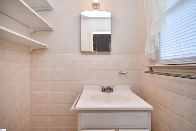 204 Jasper St, Easley, SC 29640 - bathroom with vanity and tile walls