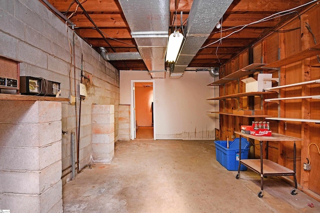 204 Jasper St, Easley, SC 29640 - unfinished below grade area with concrete block wall