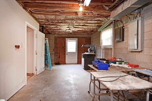 204 Jasper St, Easley, SC 29640 - basement with electric panel, plenty of natural light, and concrete block wall