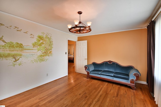 204 Jasper St, Easley, SC 29640 - unfurnished room with a chandelier, wood finished floors, and crown molding