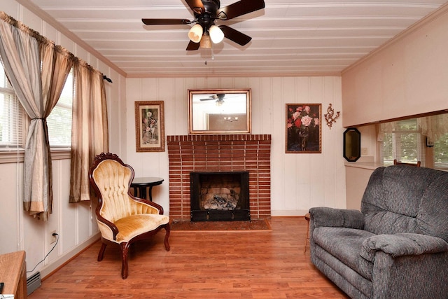 204 Jasper St, Easley, SC 29640 - living area with healthy amount of natural light, wood finished floors, a ceiling fan, and crown molding