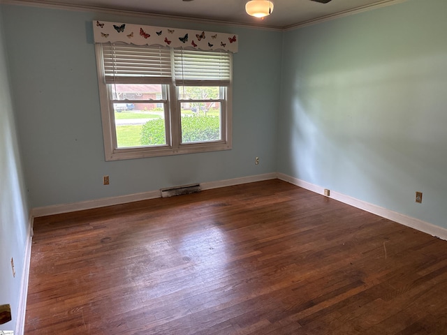 2 Runion Dr, Taylors, SC 29687 - spare room featuring crown molding, dark wood-type flooring, and ceiling fan