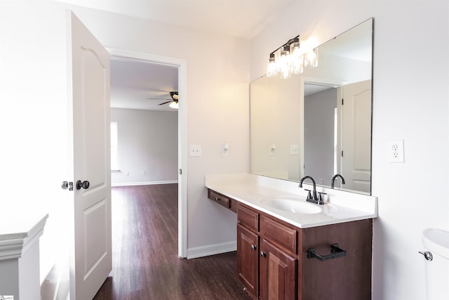 515 Etowah Dr, Roebuck, SC 29376 - bathroom with a ceiling fan, vanity, and wood finished floors