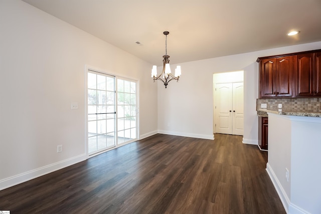 515 Etowah Dr, Roebuck, SC 29376 - unfurnished dining area with dark wood finished floors, a chandelier, and recessed lighting