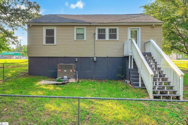 721 Central St, Iva, SC 29655 - back of property with a fenced backyard and stairway
