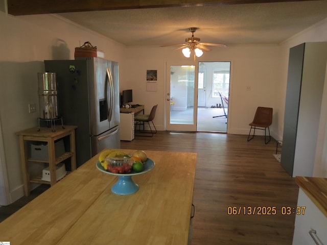 2551 Compton Bridge Rd, Inman, SC 29349 - dining room with dark wood-type flooring, crown molding, and a ceiling fan