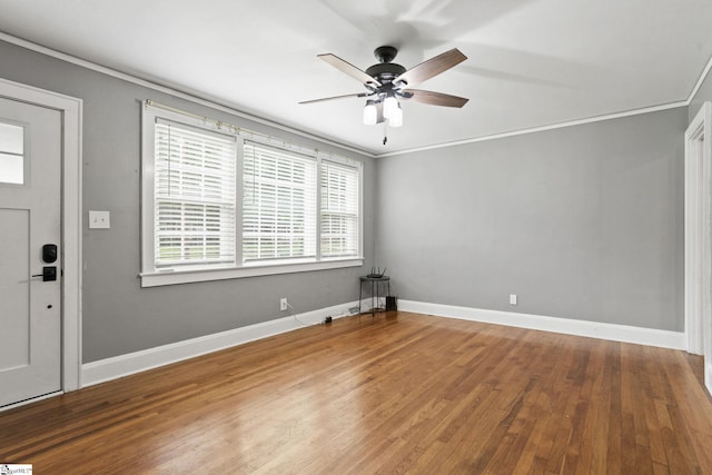 2608 Lane Ave, Anderson, SC 29621 - empty room featuring ceiling fan, ornamental molding, and wood finished floors