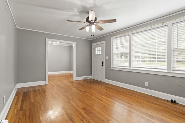2608 Lane Ave, Anderson, SC 29621 - foyer with a ceiling fan, hardwood / wood-style flooring, and ornamental molding