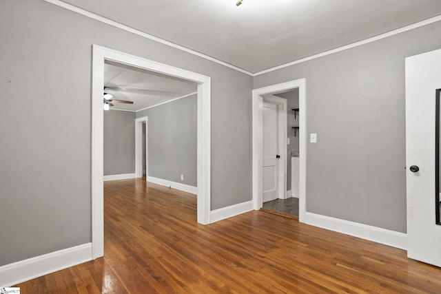 2608 Lane Ave, Anderson, SC 29621 - spare room featuring ornamental molding, wood finished floors, and a ceiling fan