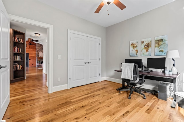19 Merritt View Ter, Greenville, SC 29609 - office area featuring a ceiling fan and light wood-type flooring