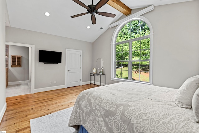 19 Merritt View Ter, Greenville, SC 29609 - bedroom with light wood-style flooring, recessed lighting, ceiling fan, and ensuite bath