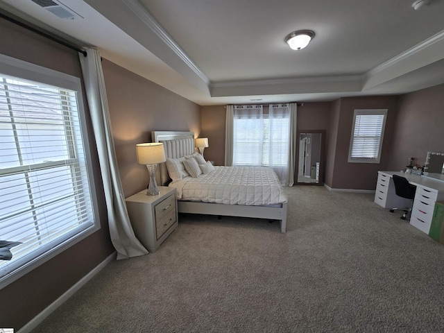 406 Willow Grove Way, Anderson, SC 29631 - bedroom featuring a tray ceiling, light colored carpet, and ornamental molding