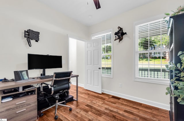 304 Camperdown Ct, Easley, SC 29642 - office with wood finished floors and ceiling fan