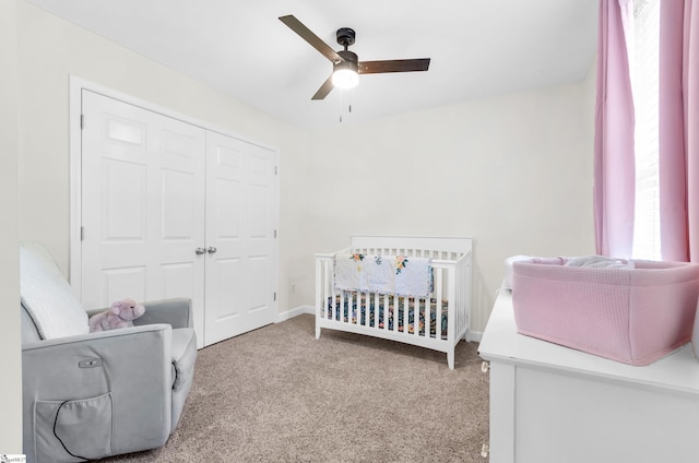 304 Camperdown Ct, Easley, SC 29642 - bedroom featuring carpet floors, a crib, a closet, and ceiling fan